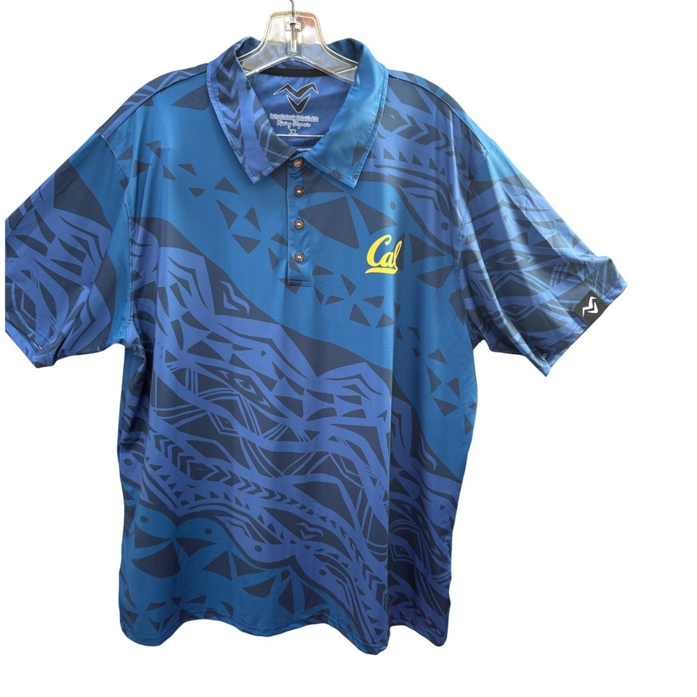 RARE Missing Polynesia Cal Golden Bears Hawaiian Print Polo‎ Shirt Mens XL